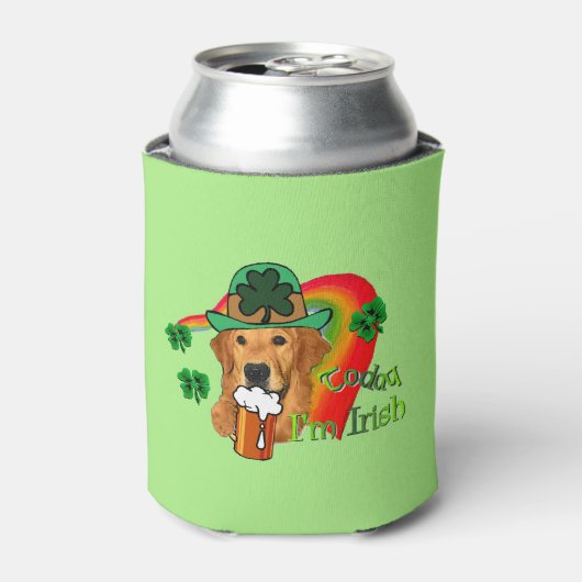 ゴールデンレトリバーSt patricks dayギフト 缶クーラー (缶正面)