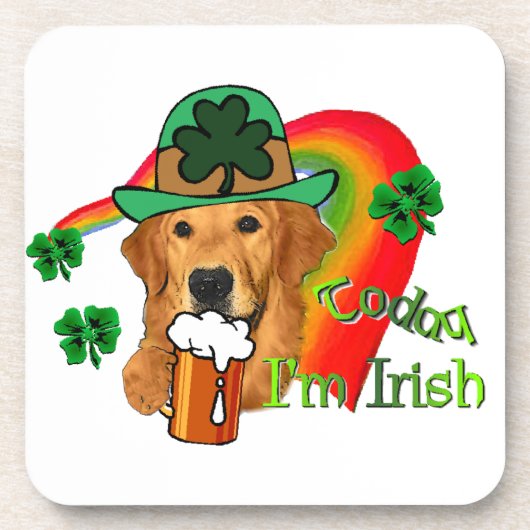 ゴールデンレトリバーSt patricks day コースター (正面)