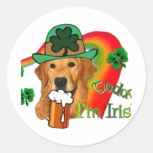 ゴールデンレトリバーSt patricks day ラウンドシール (正面)