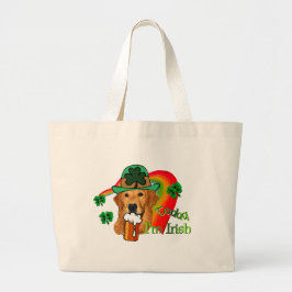 ゴールデンレトリバーSt patricks day ラージトートバッグ