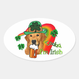 ゴールデンレトリバーSt patricks day 楕円形シール