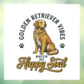 ゴールデンレトリバーTシャツ ビンテージ風の彫刻デザイン 犬好き ウィンドウサイン (シート3)
