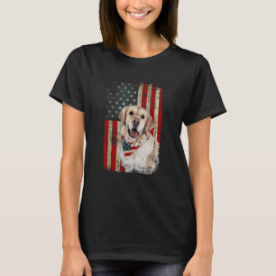 ゴールデンレトリバーUSA国旗7月4日 Tシャツ