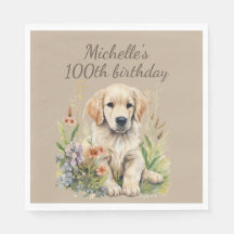 ゴールデンレトリーバーの子犬の100歳の誕生日