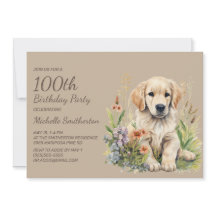 ゴールデンレトリーバーの子犬の100歳の誕生日