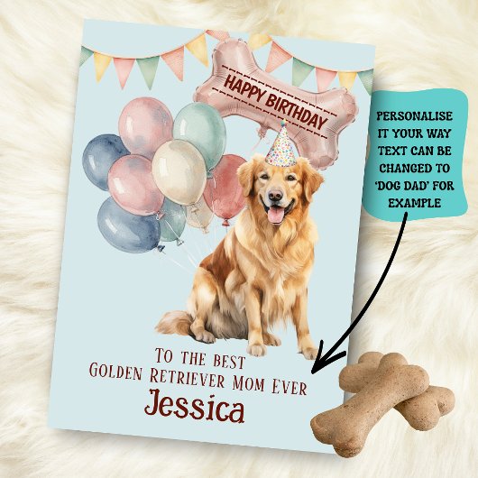 ゴールデンレトリーバーの愛犬を持つお母さん/お父さんの誕生日 カード