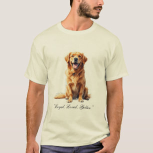 ゴールデンレトリーバーの水彩ペット肖像画がプリントされたカスタムTシャツ Tシャツ