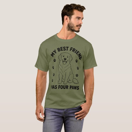 ゴールデンレトリーバーの犬 私の最高の友達は四本足 Tシャツ (正面フル)