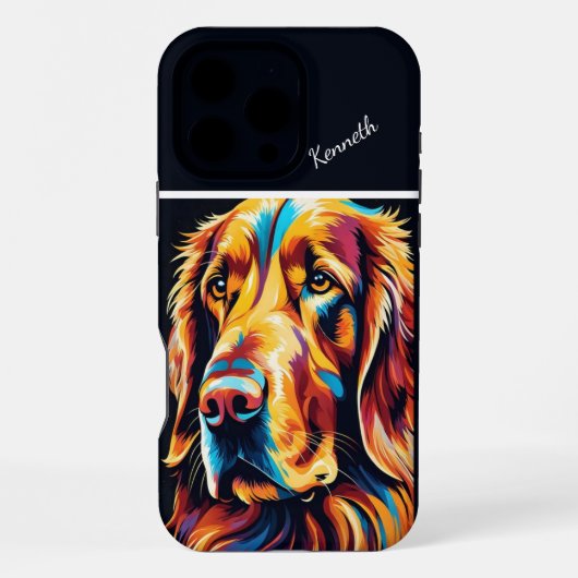 ゴールデンレトリーバーの肖像画 iPhoneケース (裏面)