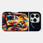 ゴールデンレトリーバーの肖像画 iPhoneケース (裏面横)