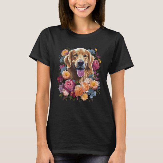 ゴールデンレトリーバーの花束 Tシャツ (正面)
