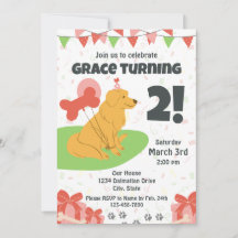 ゴールデンレトリーバーの誕生日招待状
