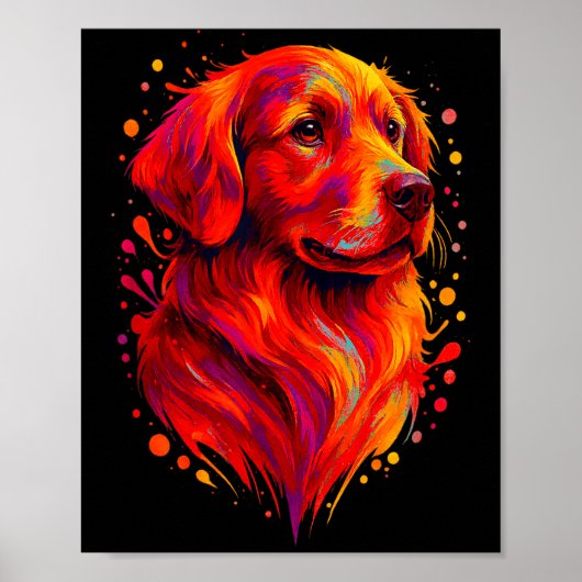ゴールデンレトリーバーアートの肖像画　犬好きな方へ ポスター (正面)