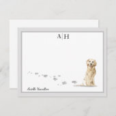 ゴールデンレトリーバードッググレイモ縁どノグラムカスタム ノートカード (正面/裏面)