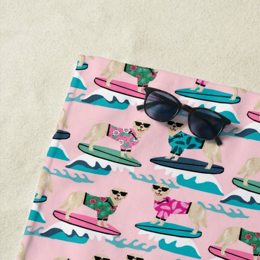 ゴールデンレトリーバードッグサーフィンビーチタオル ビーチタオル (インサイチュ)