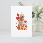 ゴールデンレトリーバーバレンタインデーシャツおもしろい犬 出欠カード (スタンド正面)