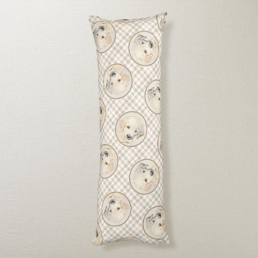 ゴールデンレトリーバーパピー絵を描ズオリジナルドッグアート ボディピロー (裏面 (縦))