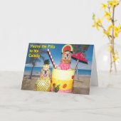 ゴールデンレトリーバーピニャコラダフレンドシップ カード (黄色い花)