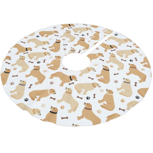 ゴールデンレトリーバーボーンズ&ポーズブラシ仕上げポリエステル ブラッシュドポリエステルツリースカート (アングル)