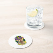 ゴールデンレトリーバーマルディグラスドッグ ラウンドペーパーコースター (インサイチュ)