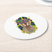 ゴールデンレトリーバーマルディグラスドッグ ラウンドペーパーコースター (アングル)