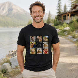 ゴールデンレトリーバー お父さん フォトコラージュ ブラック Tシャツ