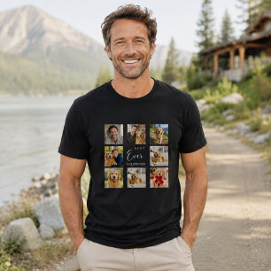 ゴールデンレトリーバー お父さん フォトコラージュ ブラック Tシャツ