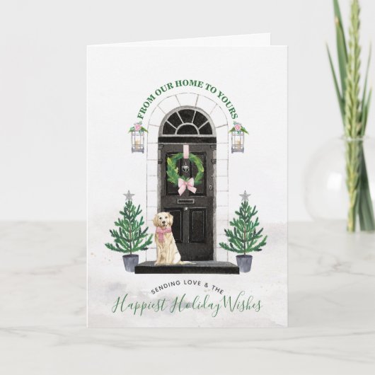 ゴールデンレトリーバー ホリデー グリーティング カード (正面)