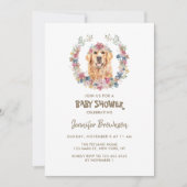 ゴールデンレトリーバー 花輪 犬 赤ちゃん歓迎会 招待状 (正面)