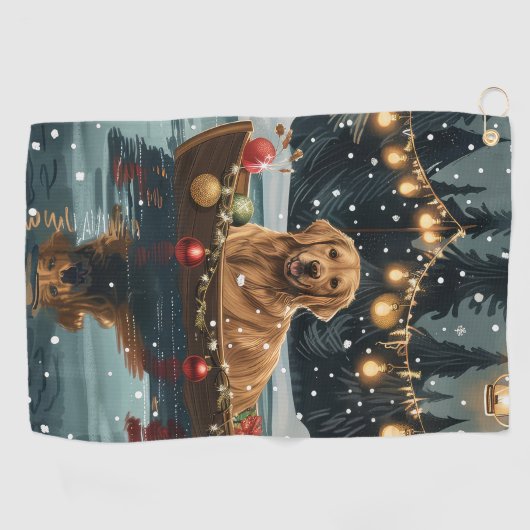 ゴールデンレトリーブクリスマスフェスティバル航海 ゴルフタオル (横)