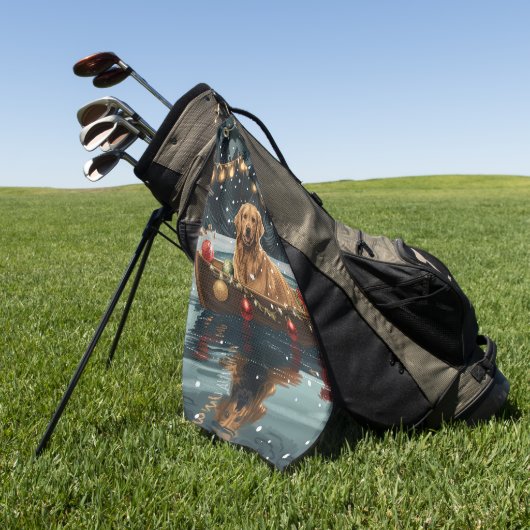 ゴールデンレトリーブクリスマスフェスティバル航海 ゴルフタオル (グリーン)