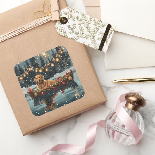 ゴールデンレトリーブクリスマスフェスティバル航海 スクエアシール (ギフト)