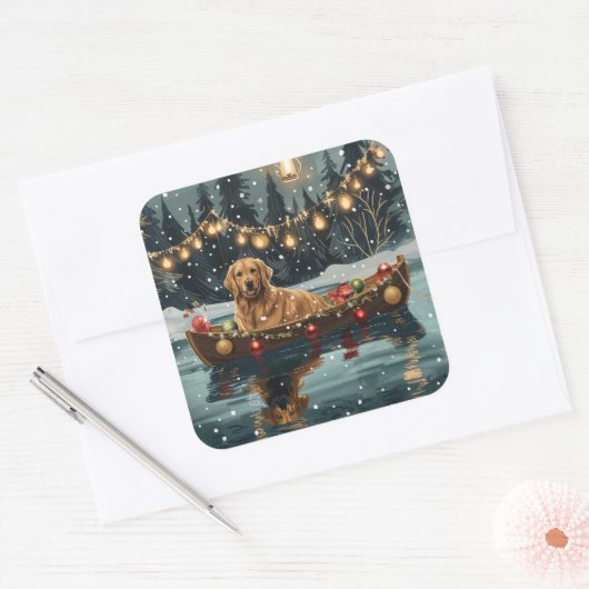 ゴールデンレトリーブクリスマスフェスティバル航海 スクエアシール (封筒)