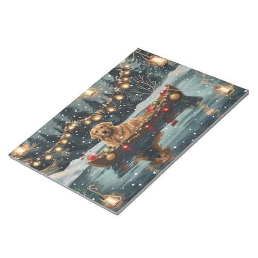 ゴールデンレトリーブクリスマスフェスティバル航海 ノートパッド (アングル)