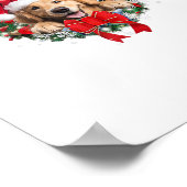 ゴールデンレトリーブクリスマスリース装飾クリスマス ポスター (角)