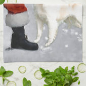 ゴールデンレトリーブクリスマス キッチンタオル (折り畳み)