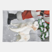 ゴールデンレトリーブクリスマス キッチンタオル (横)