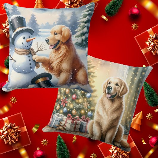 ゴールデンレトリーブクリスマス クッション