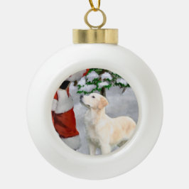 ゴールデンレトリーブクリスマス セラミックボールオーナメント