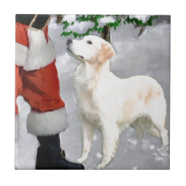 ゴールデンレトリーブクリスマス タイル