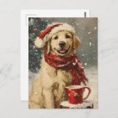 ゴールデンレトリーブクリスマス ポストカード (正面/裏面)