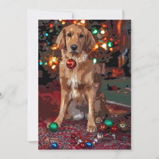 ゴールデンレトリーブクリスマス 招待状 (正面)