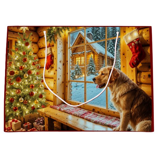 ゴールデンレトリーブホリデイ ラージペーパーバッグ (正面)