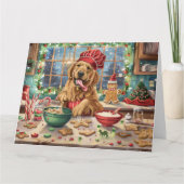 ゴールデンレトリーブホリデーベーキング:フェスティバルクリスマス カード (正面)