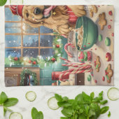 ゴールデンレトリーブホリデーベーキング:フェスティバルクリスマス キッチンタオル (折り畳み)