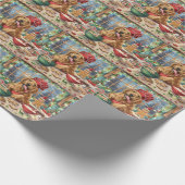 ゴールデンレトリーブホリデーベーキング:フェスティバルクリスマス ラッピングペーパー (角)