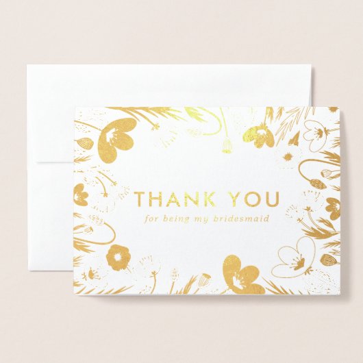 ゴールデンレトロポピーズブライデスメイドありがとう 箔カード (封筒付き正面)