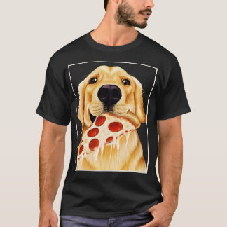 ゴールデンレト食べリーバーのピザの犬のスライス Tシャツ