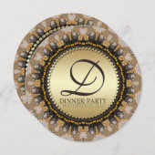 ゴールデンレースフラッセルズディナーパーティー（ラウンド）招待状 招待状 (正面/裏面)