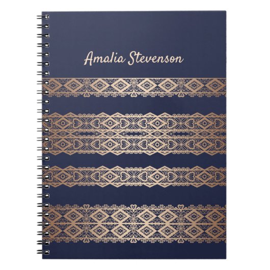 ゴールデンレースロマンチックパーソナライズされたな装飾t ノートブック (正面)